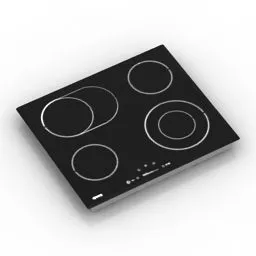 Black Induction Cooktop 3d model