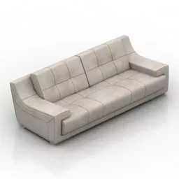 Sofa Three Seats Brown Fabric 3d model