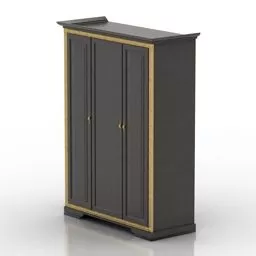 Clothing Wardrobe Dark Wood 3d model
