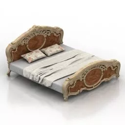 Romantic Bed Classic Carved 3d model