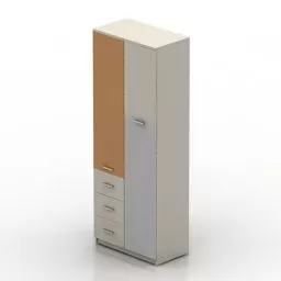 Two Vertical Drawers Wardrobe Bedroom 3d model