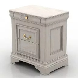 Nightstand Marble Wood Bedroom Furniture 3d model