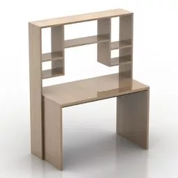 Work Table With Bookcase 3d model