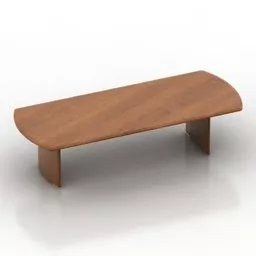 Wood Table Rectangular Shape Steel Leg 3d model