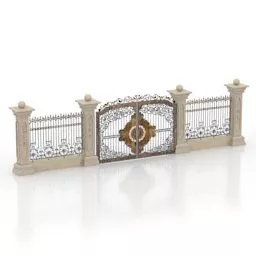Classic Gate Fence Steel Handrails 3d model