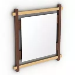 Wood Frame Mirror Rectangular 3d model