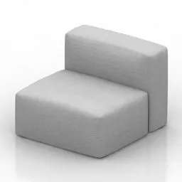 Sofa Three Seats Brown Fabric 3d model
