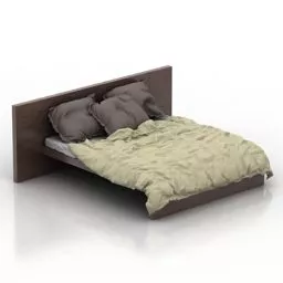 Double Bed With Mattress And Nightstand 3d model