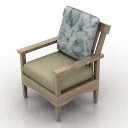 Garden Armchair Wood Frame 3d model