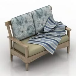 Red Sofa With Square Tea Table 3d model