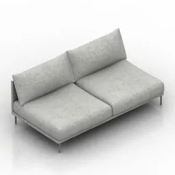 Sofa Armless Grey Textile 3d model