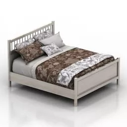 Bed Ikea White Wood Frame 3d model