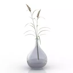 Glass Vase Grass Decorative Ware 3d model