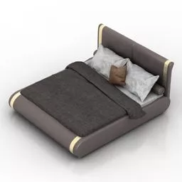 Realistic Bed With Pillows And Blanket Full Set 3d model