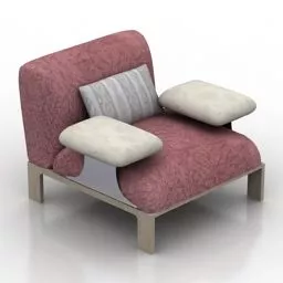 Brown Leather Tufted Sofa With Cushion 3d model