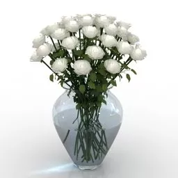 Flowers Rose Glass Vase 3d model