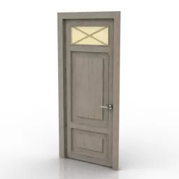Door Retro With Window On Top 3d model