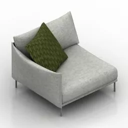 Black Leather Bench Sofa 3d model