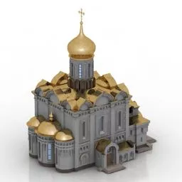 Russian Church Golden Roof 3d model