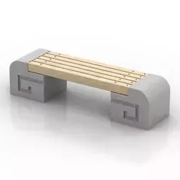 Bench Stone And Wooden 3d model