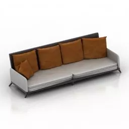 Red Sofa With Square Tea Table 3d model