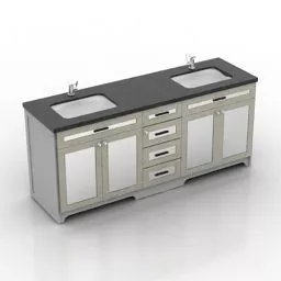 Dual Wash Sink With Cabinet 3d model