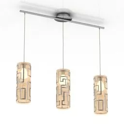 Luster Pendant Lamp Carved Shade 3d model