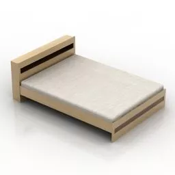 Double Bed With Mattress And Nightstand 3d model