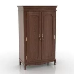 Antique Wardrobe Walnut Wooden 3d model