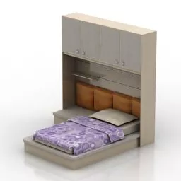 Antique Bed Carpet With Table Lamp 3d model