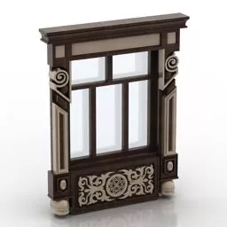 Double Door Glass Line Decorative 3d model
