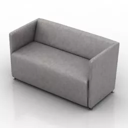 Red Sofa With Square Tea Table 3d model