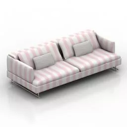 Red Leather Sofa With Square Table In Room 3d model