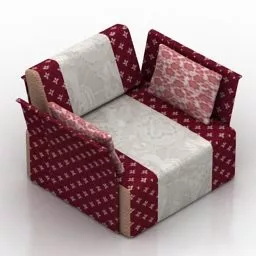 Single Upholstery Armchair Grey Color 3d model