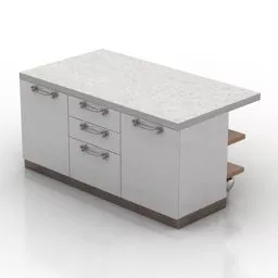 Kitchen Island Table White Painted 3d model