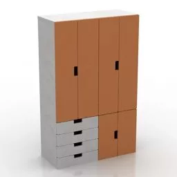Bedroom Wardrobe Various Size Doors 3d model