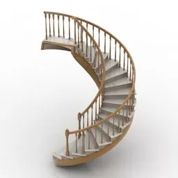 Wood Stair Spiral 3d model