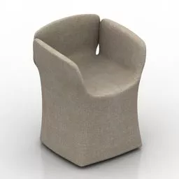 Grey Fabric Block Armchair 3d model