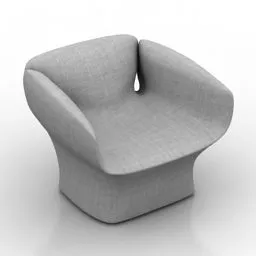 Single Upholstery Armchair Grey Color 3d model