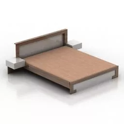 Grey Double Bed With Pink Blanket 3d model