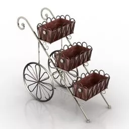 Rack For Flower Pot Wheels Shape 3d model Rack For Flower Pot Wheels Shape 3d model