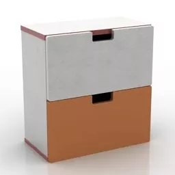 Nightstand Locker Two Drawers 3d model