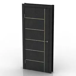 Single Door With Frame On Top Wooden Material 3d model
