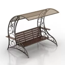 Garden Steel Bench Chair 3d model