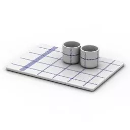 Tableware Cups On Plate 3d model