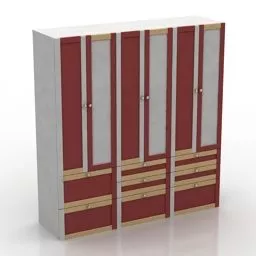 Red Wood Cabinet Rigged 3d model