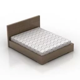Simple Double Bed With White Mattress 3d model