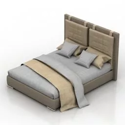 Upholstered Double Bed Calligaris 3d model