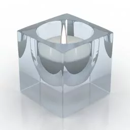 Candle Lamp In Square Glass 3d model