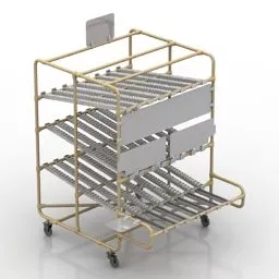 Steel Cart Rack With Wheels 3d model